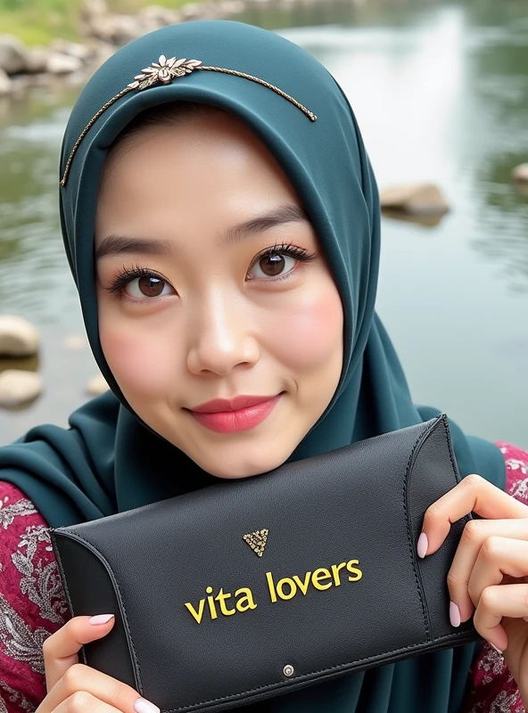 hand_behind_hips, naughty,cleavage, RAW, Best quality, high resolution, Masterpiece: 1.3, Beautiful glasses pearl_skinned sexy hijabi javanese dressed as naughty_slave, Masterpiece, Soft smile