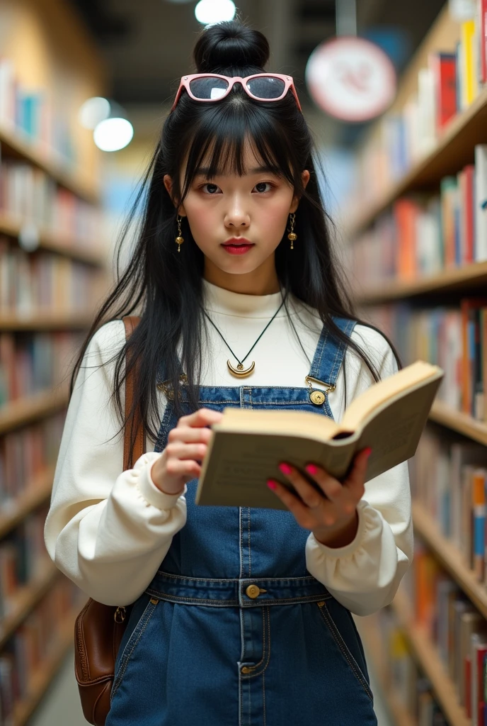 I want a photo of an emotion from the pixar movie.She has wavy black hair and is white with books in her hands.
