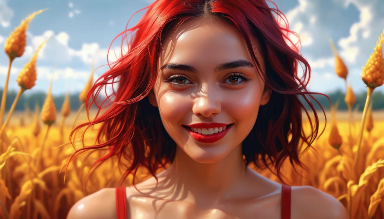 black red full body widok od dołu smile (extremely detailed CG unity 8k wallpaper), (masterpiece), (best quality), (ultra-detailed), (best illustration), (best shadow), (absurdres), latina girl, sweat, steam, medium breast, nsfw, looking at viewer, light smile,here is a digital painting in a white and amber field, 4k highly detailed digital art, 4k detailed digital art, detailed fantasy digital art, digital art 4k unsettling, surrealistic digital artwork, beautiful digital artwork, 3d digital art 4k, intricate digital painting, epic surrealism 8k oil painting, mind-bending digital art,czarne krótkie potargane włos