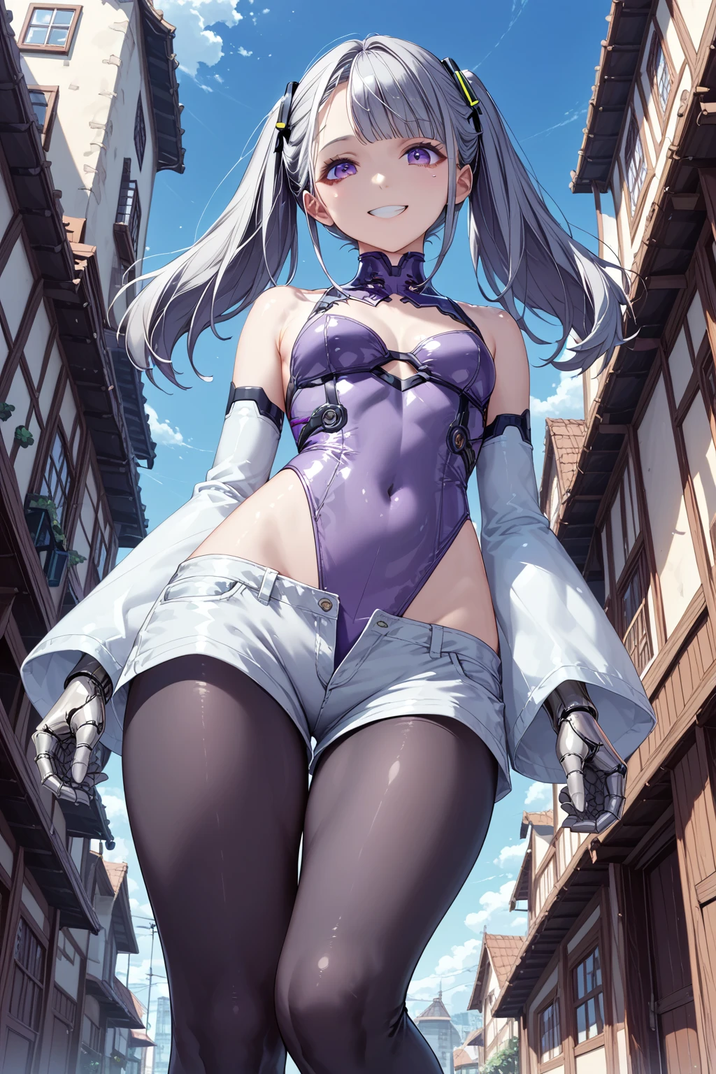 GRANBLUEfantasy,1young_teen_ girl,brown_hair,medium_bob_hair,platina_blond_hair,white_leotard,covered_crotch,thigh-highs,smile,standing,bluesky_landscape_background,slightly_spread_legs,happiness, short_gloves ,solo, r18, navel,relicbuster,short,boots,open_mouth,sitting,knees,blush,shy,bunny_ears