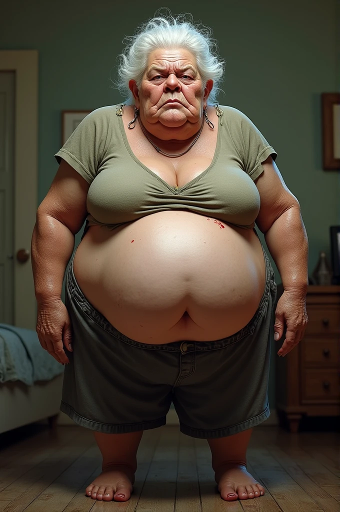 A 97-year-old woman with a young, full body full of curves 
