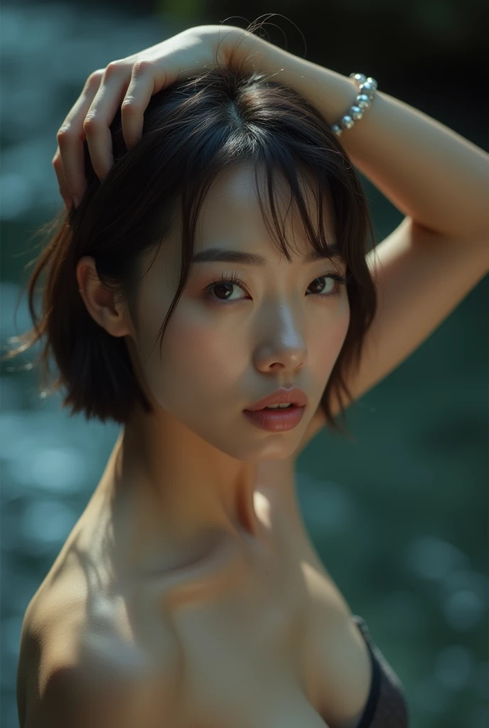 One Girl, (strapless micro bikini:1.4), 
(RAW Photos, highest quality), (Realistic, Realistic:1.4), Tabletop, 
Very delicate and beautiful, Very detailed, 2k wallpaper, wonderful, In detail, Very small breasts、Small breasted girl、
Very detailedな CG Unity 8K 壁紙, Very detailedな, High resolution, Soft Light, 
Beautiful detailed girl, Very detailedな目と顔, Beautiful and detailed nose, Beautiful details, Cinema Lighting, 
Winter Night View, Illumination of the street trees at Roppongi Hills, that&#39;it&#39;s snowing,
Perfect Anatomy, Slender body,Short Bob Cut, bangs, View your audience, smile、Full body pose