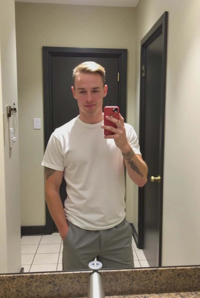 181 cm tall, 22-year-old shirtless male boyish fashion model, lean figure, short platinum blond layered hair with side swept bangs, Germanic-Icelandic features, tight black pants, playful expression:1.4, standing in large chic dark walk-in closet lined with gothic and colorful dresses, pants, shoes and other accessories, photorealistic, cinematic