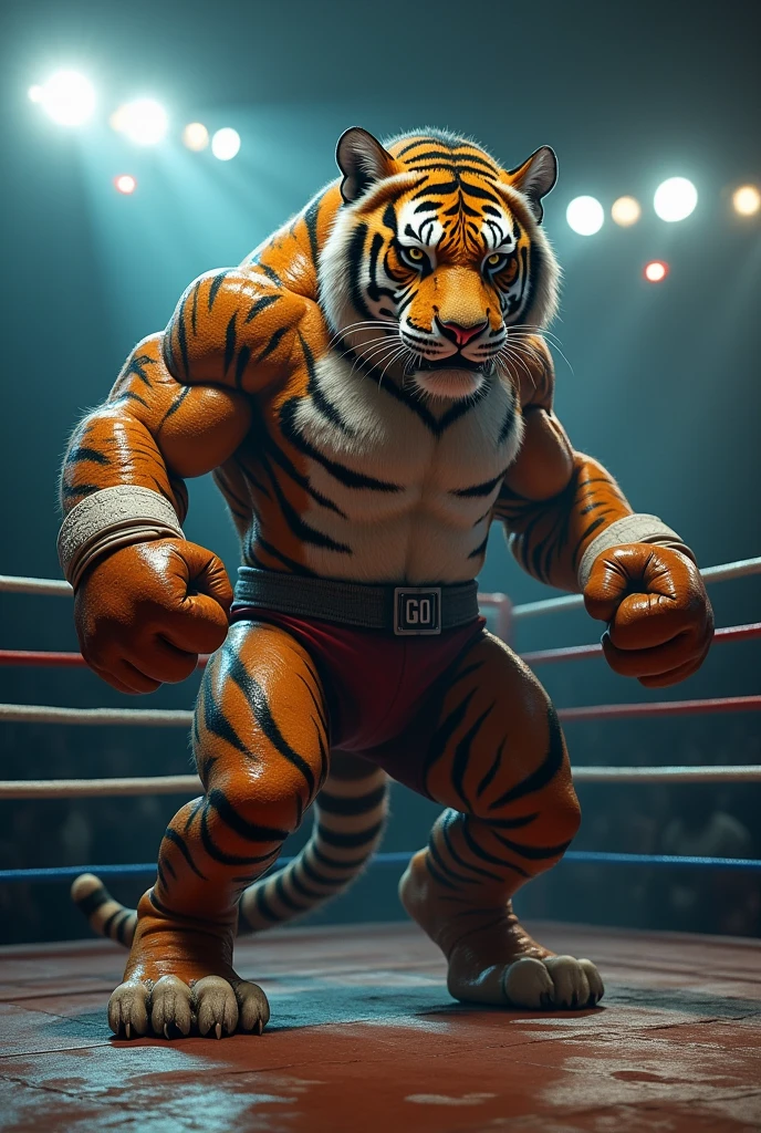 Tiger,Young Adults,strong,Wrestler,practise,alone,Bare thighs,Topless,Huge penis,Barefoot