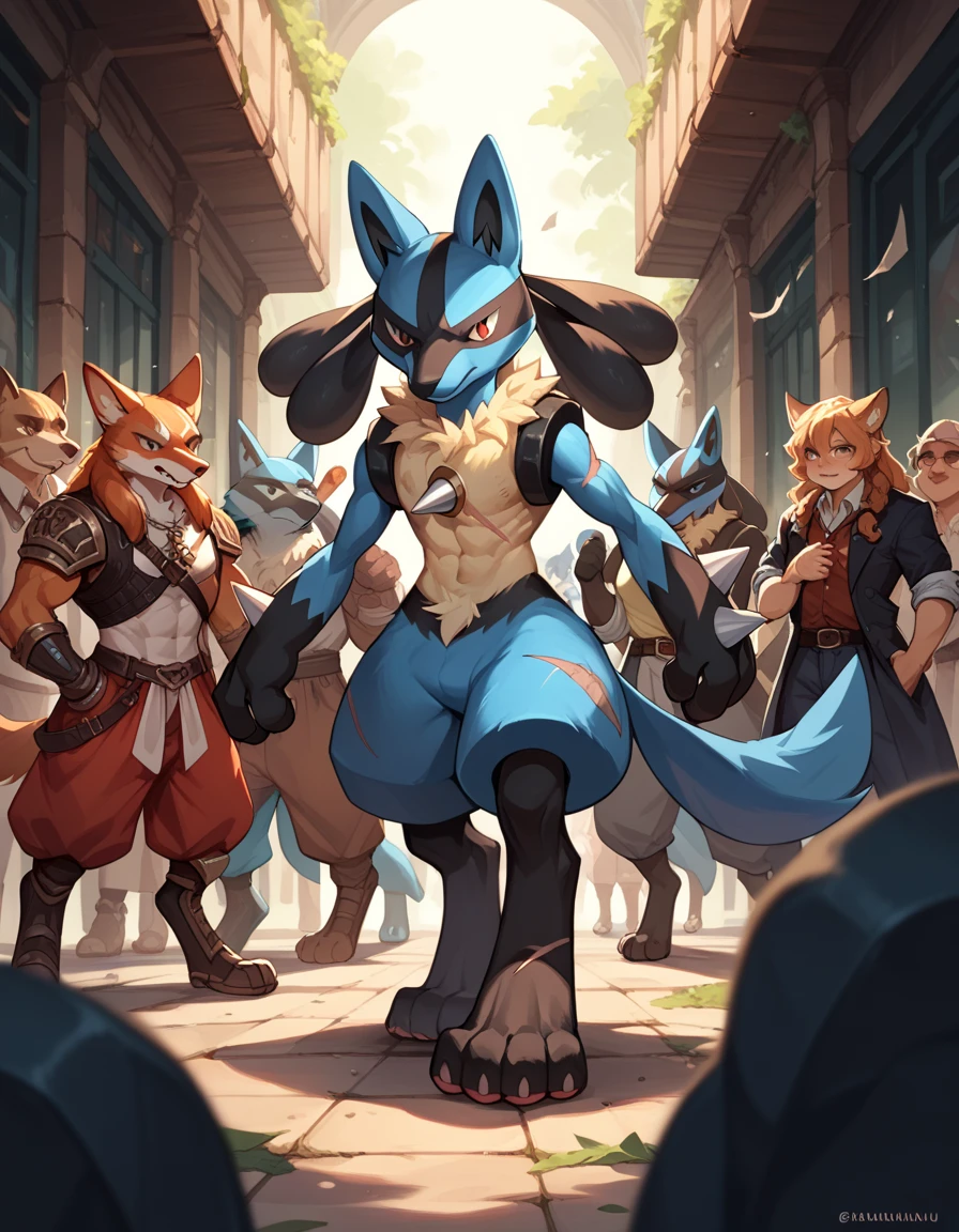 Lucario , wide body , Many scars on body 