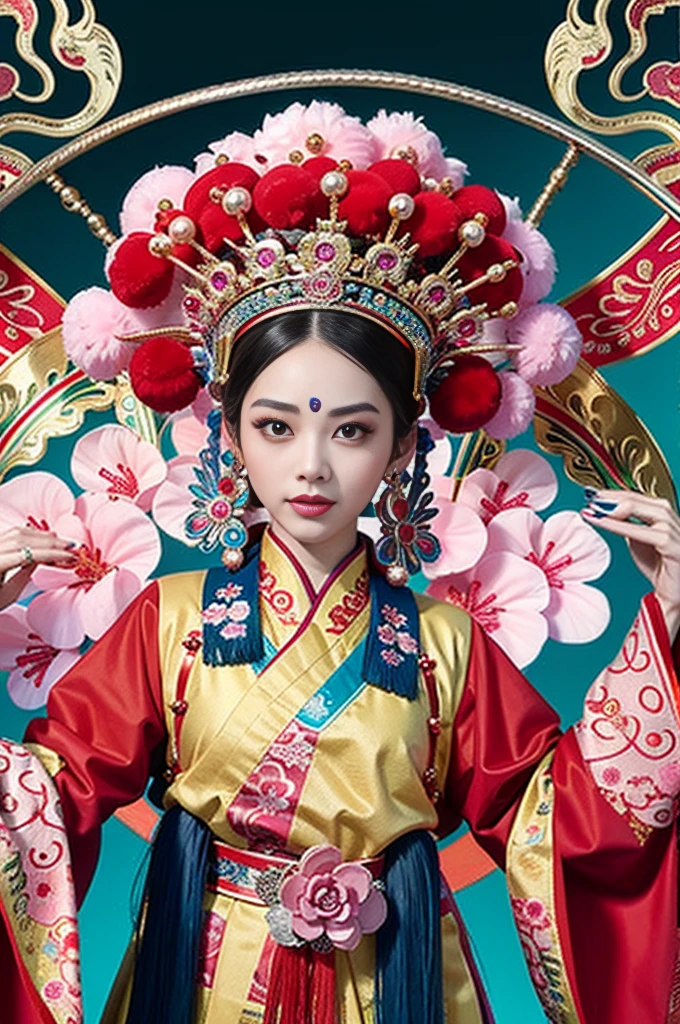 身穿傳統中國服飾的女子，Phoenix crown ，Chinese Ghost Festival，（masterpiece， Premium Quality， Best Quality ， Official Art ， Beauty and Aesthetics ：1.2），（ a girl：1.3）， Very Detailed ，（s fractal art：1.1），Most detailed，（ Winding painting:1.2), full bodyesbian, (Abstract Background:1.3), ( shiny skin ), ( Many Colors :1.4), ,(earrings), (feat:1.5), Gratitude ring , Peking Opera,  Inspired by Chen Jung , flower mask,  Women wearing traditional Chinese clothing inspired by Wang Ximeng ,  Inspired by Liu Jun , Nguyen Jin , Geisha Mask ,  Inspired by Zhang Wao , Inspired by Wu Bin, Chinese Art 