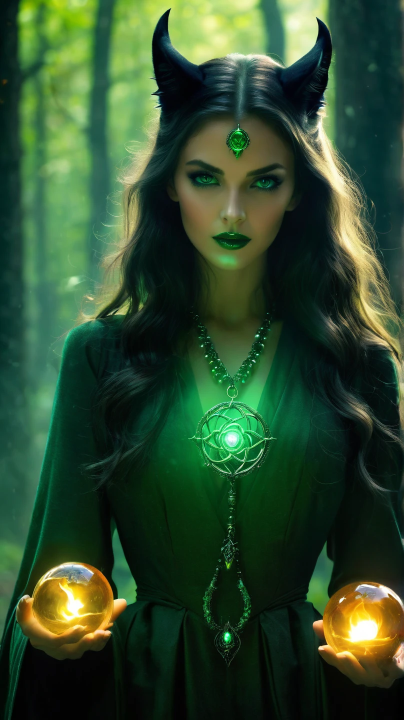 paolla, focus on face, face close, portrait, venomous sorcerer,ominous dark robes,glowing green eyes,holding a staff with a serpent design,mystical green flames,poisonous mist swirling,ancient spellbooks,dark stone castle interior,detailed arcane symbols,menacing expression,powerful stance,black and green magical aura,creeping vines with thorns,glowing potions on shelves,dark leather gloves with intricate patterns,ominous full moon visible through window,tattered cloak,deep shadows,emerald gemstone on staff,(best quality,4k,8k,highres,masterpiece:1.2),ultra-detailed,(realistic,photorealistic,photo-realistic:1.37),HDR,UHD,studio lighting,sharp focus,physically-based rendering,extreme detail description,professional,vivid colors,bokeh, <lora:paolla_v2:1>