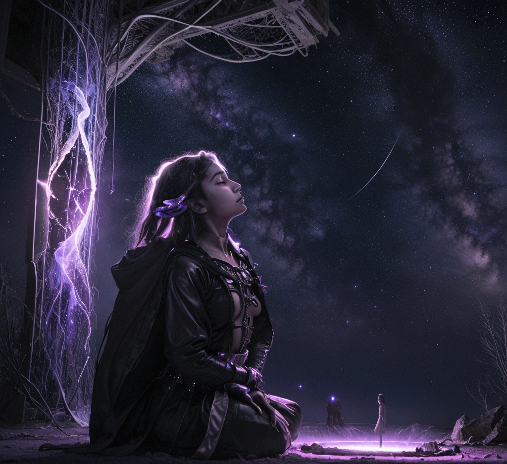 (Logo, Amazing, 8K, Tabletop, Raw Photo, Amazing, Top Quality, Photorealistic and Highly Detailed, CG, High Quality, Highly Detailed, Narrative Verse, Particle Effects, Dynamic Effects, Text Border the depth, cinematic lights, flares, raytracing, tabletop, realistic, ultra HD, fantasy), the wind, the beauty and brilliance of dramatic tall mountains and rich forests, the serenity and beauty of the world's grasslands and vast lands, Lakeside, wonderful scenery, beautiful natural scenery, night, starry sky, constellation, nebula, faint full moon, space, gorgeous, view, water, constellation, wonder, fantastic, meteor, magic, best illumination, best shadow