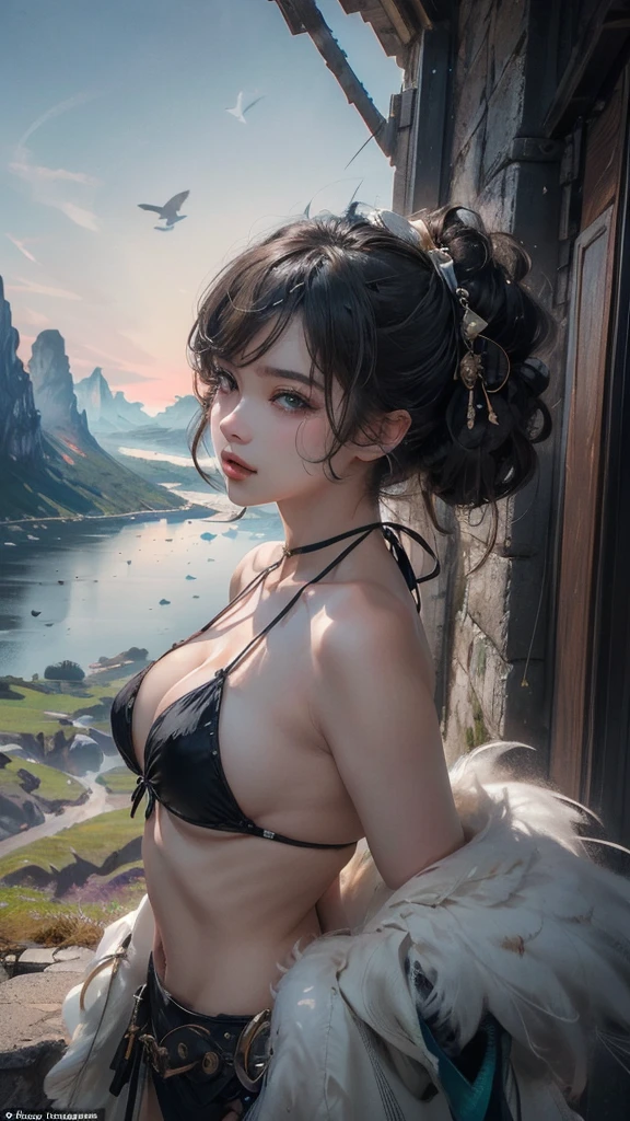 ((best quality)), ((masterpiece)), (detailed), alluring succubus, ethereal beauty, perched on a cloud, (fantasy illustration:1.3), enchanting gaze, captivating pose, delicate wings, otherworldly charm, mystical sky, (Luis Royo:1.2), (Yoshitaka Amano:1.1), moonlit night, soft colors, (detailed cloudscape:1.3), (high-resolution:1.2),nude