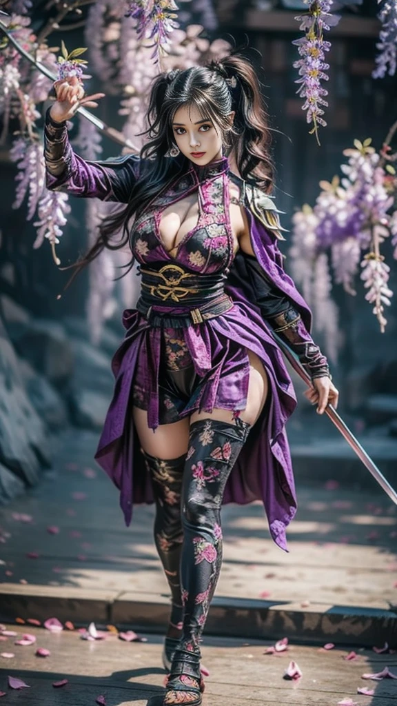 Ancient Chinese architecture,National style beautiful girl,Wear revealing armor,Simple clothing, Minimalist style,Mixed Chinese and American races,The background is blurred out,focal,电影灯光,(((tmasterpiece))), ((best qualtiy)), ((Complex and detailed)), ((ultra-realistic realism)), Ridiculous resolution, A MILF, Mature woman, ssee-through, highly detailed, illustratio, 1girll, (mediuml breasts), Thin waist and thick hips,long leges,beatiful detailed eyes, short detailed hair, brunette color hair, a purple eye, blackstockings,lacy clothing,with faintly visible,Cool armor,The body proportions are perfect,(No underwear:1.2),detailed back ground, perfect eyes, Seductive eye, (nice hand),Detail hands,looking at viewert,From the front,Wear light,juicy legs,deep v big breasts,Chinese totem tattoo