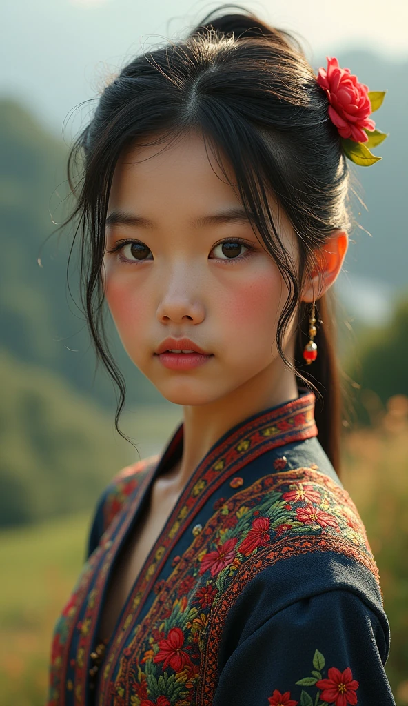 Chinese Ancient Times,Ten-year-old girl,beachside