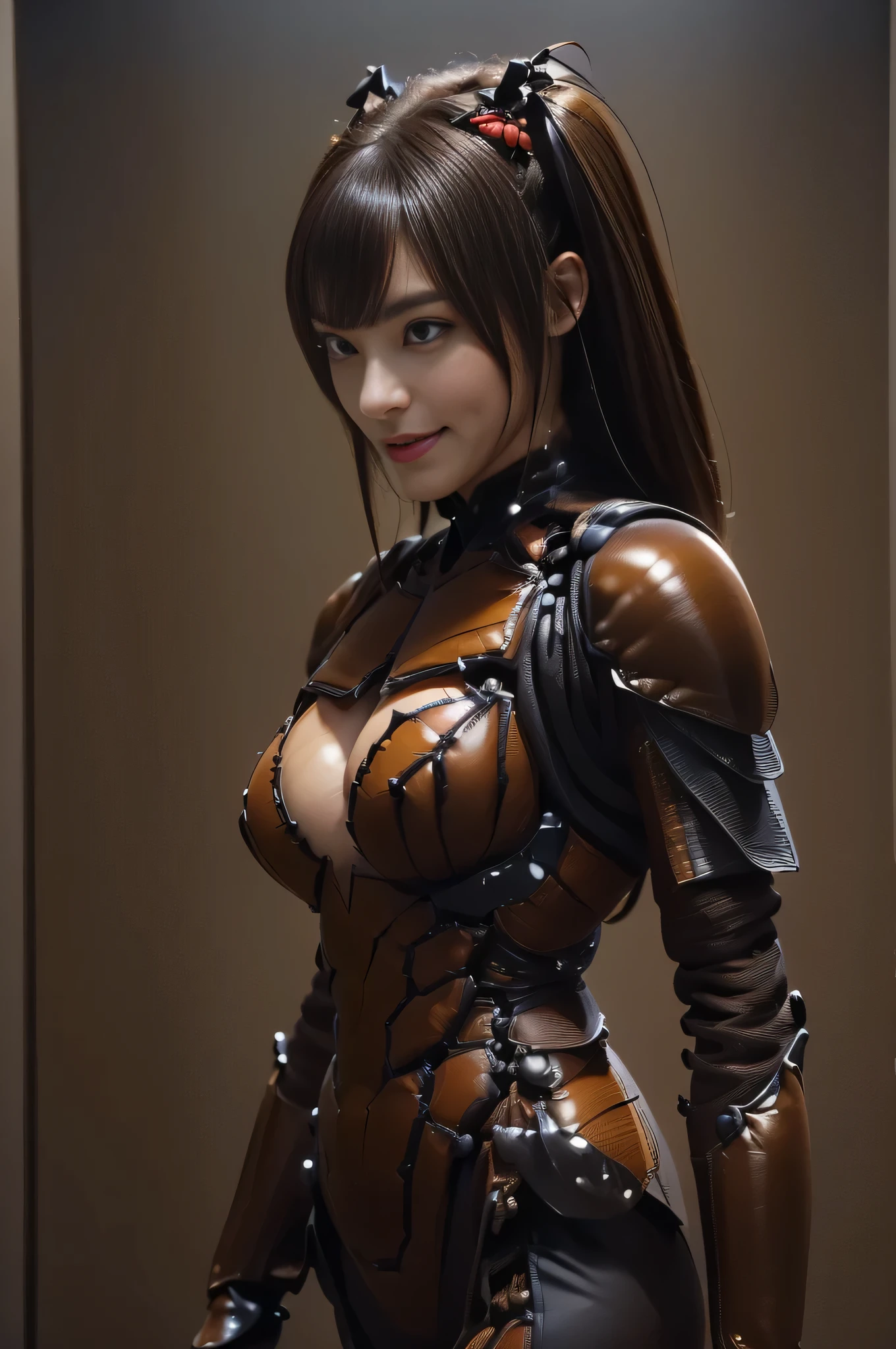 (high resolution,masterpiece,best quality,extremely detailed CG, anime, official art:1.4), realistic, photo, amazing fine details, all intricate, gloss and shiny,awesome many layers, 8k wall paper, 3d, sketch, kawaii, illustration,( solo:1.4), perfect female proportion,villainess, (fusion of dark brown cockroach and lady:1.4), (brown cockroach form lady:1.2), (brown cockroach lady:1.2), (fusion:1.2), (solo:1.4), (evil smile:1.2), muscular, abs, (cockroach brown exoskeleton bio insect suit:1.4), (cockroach brown exoskeleton bio insect armor:1.2), (brown transparency cockroach wing:1.4), (brown cockroach antennae:1.3),