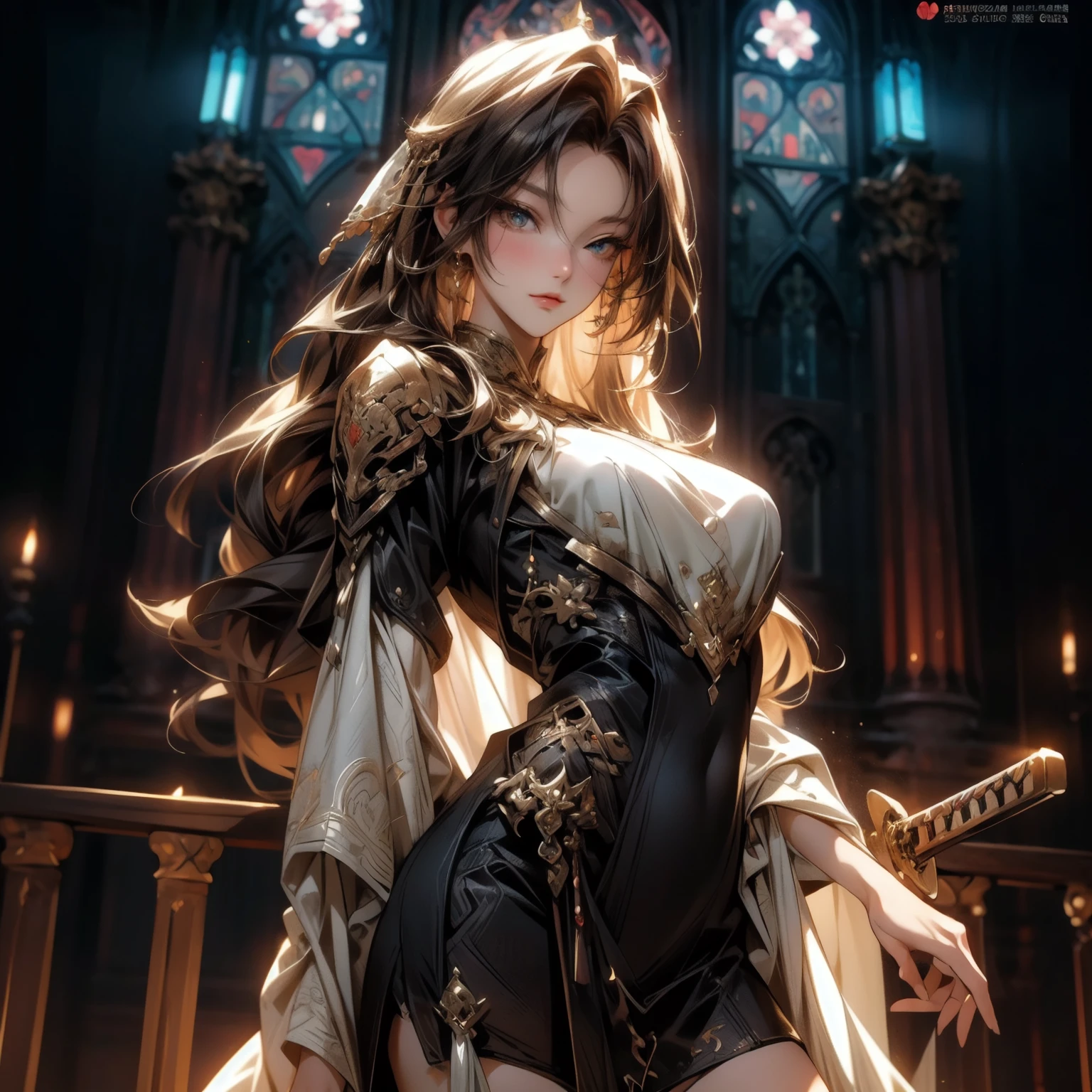 "An awe-inspiring paladin wielding a sword imbued with radiant light, emanating potent light magic. The scene is set in a dark and mysterious cityscape, illuminated by the glow of the paladin's sword. The composition is expertly crafted, with breathtaking attention to detail and cinematic lighting. The overall aesthetic is reminiscent of Fujifilm photography, capturing the beauty and depth of the scene."