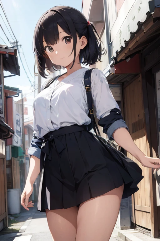 (nsfw:1.2)、looking away、crowd、(In town)、(I can see a little of your butt)、(1 girl)、((white long sleeve t-shirt:1.2))、(chain shoulder bag:1.2)、(black hair:1.2)、black panties、(thighhighs)、( black hipbone skirt:1.2)、((medium breasts:1.2))、beautiful breasts、Whitening、beautiful skin、blush、(realism)、((Super fine))、((highest quality))、((masterpiece))、(ultra high resolution)、(shiny hair:1.2) 、(hime cut)、(medium hair:1.2)、(hairs between eyes:1.2)、(masterpiece:1.2)、(best quality:1.2)、ultra-detailed、(8k)、(Super detailed)、(Ultra high detail)、(very detailed)、(brown eyes)、(beautiful eyes)、(beautiful face)、(big eyes )、
(slant eyes)