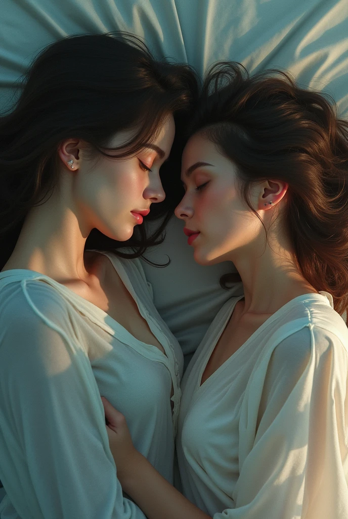 The woman's face is wonderful,Half drunk and half awake,Chest heaving,Hair like a cloud,It has a slender neck like a swan