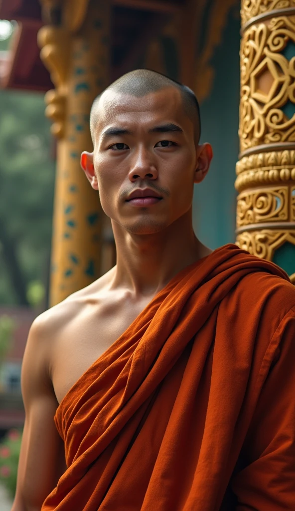 A tall and handsome young Khmer monk 