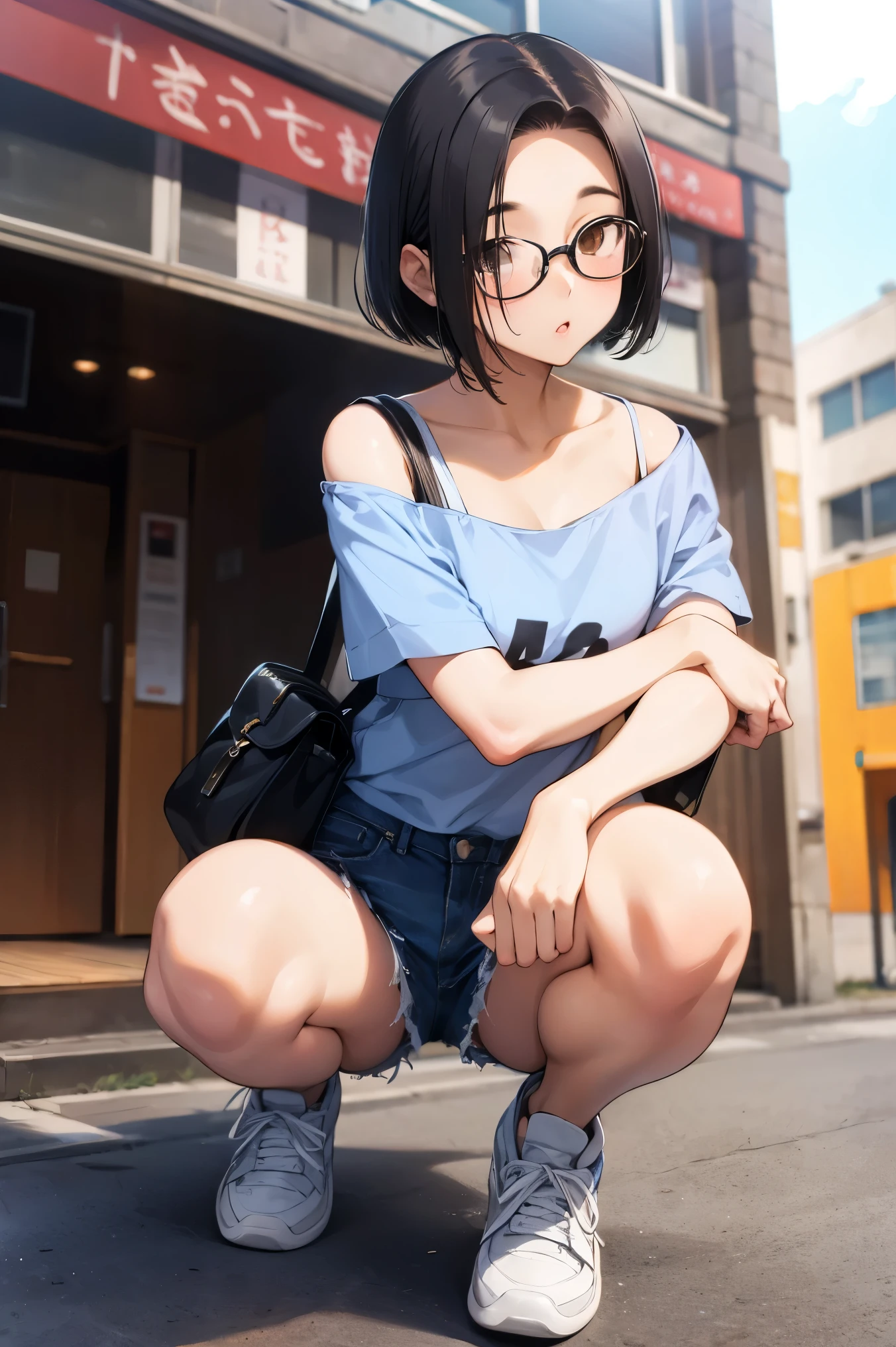 mucus,  colorful hair , ,  hot girl,  height 175 cm,  black hair , glasses, teenager, fenrys