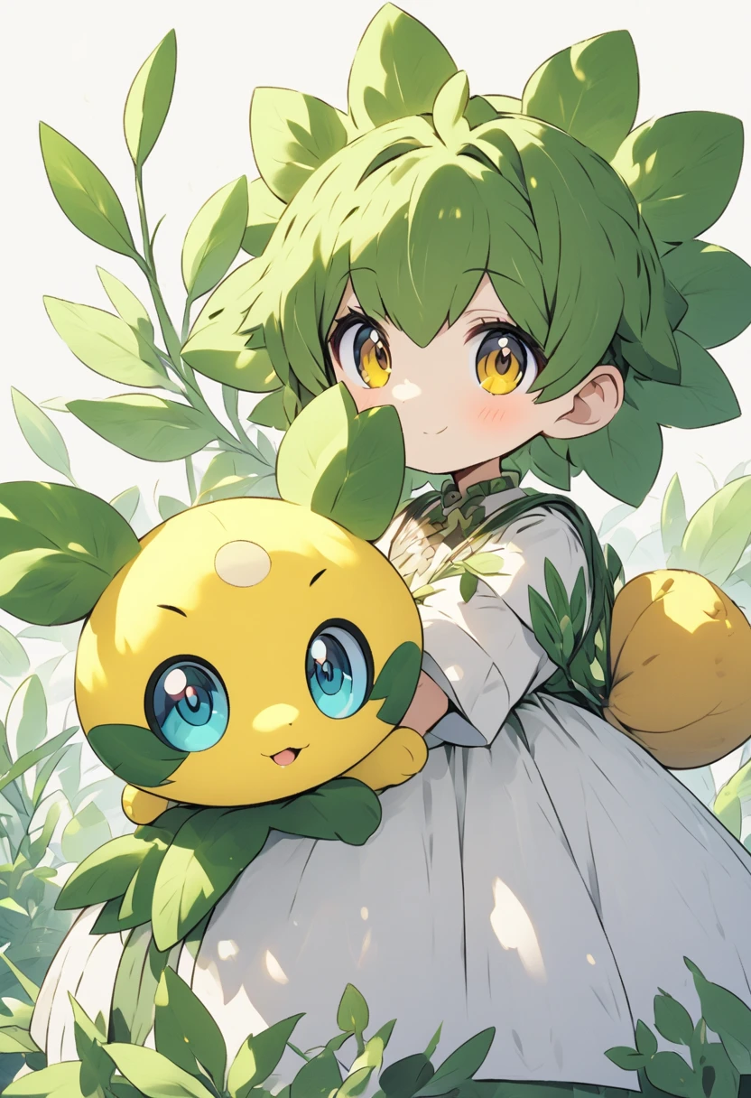  create a template of a mascot similar to a wheat seed  (yellow) Do not humanize the character ,  is a mascot for a vtuber must be his companion based on a plant-type Pokémon
