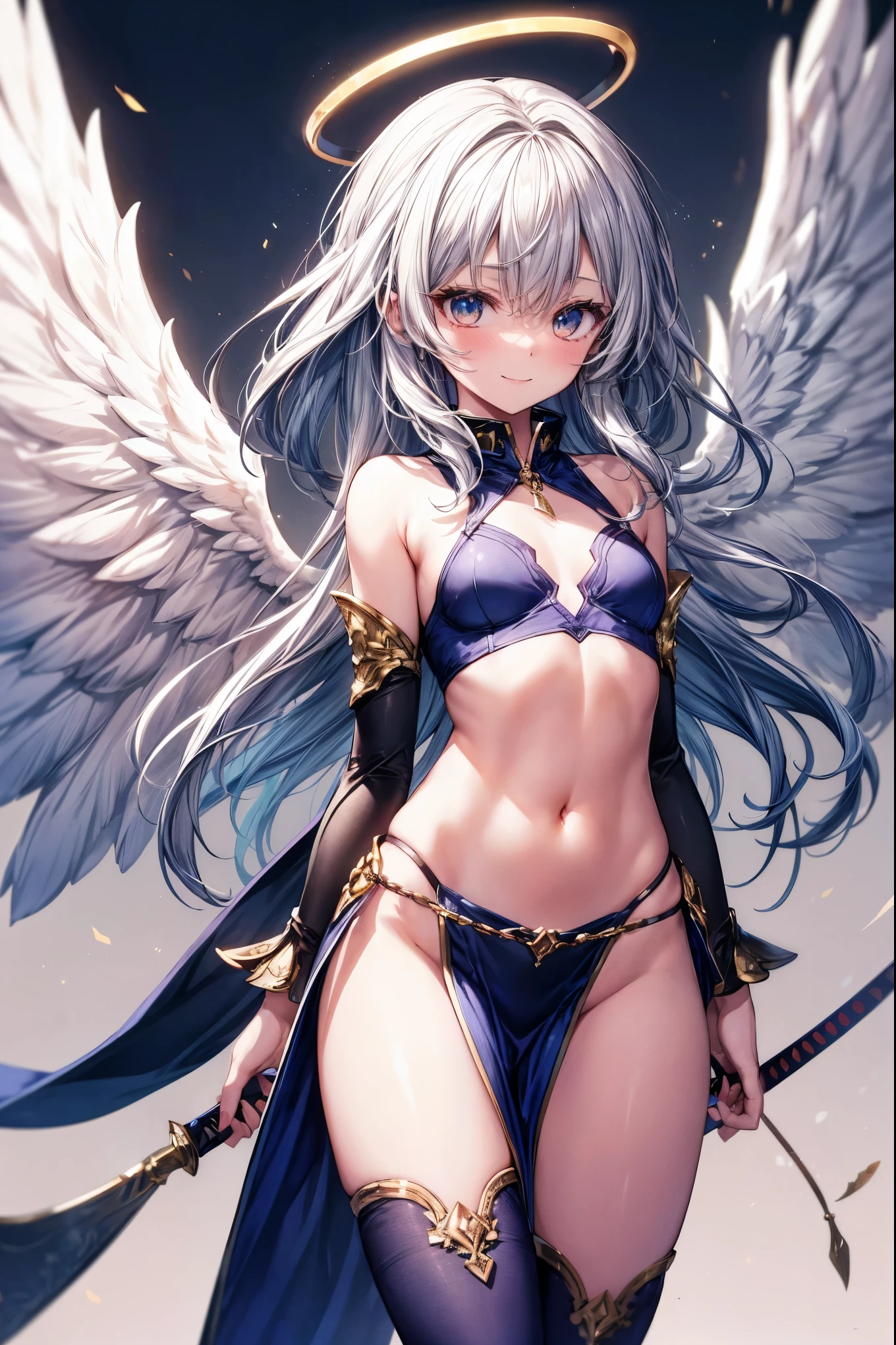 {{masterpiece}}, best quality, extremely detailed CG unity 8k wallpaper, cinematic lighting, lens flare, beautiful detail eyes, black,  side glance,  multicolor short white hair, colorful light, particles, heterochromia, (colorful:1.5), (colorful hair:1.5), Sexy white bikini, bikini armor, Black wings on back, nipple slip, Hairy vagina, fire on wings,