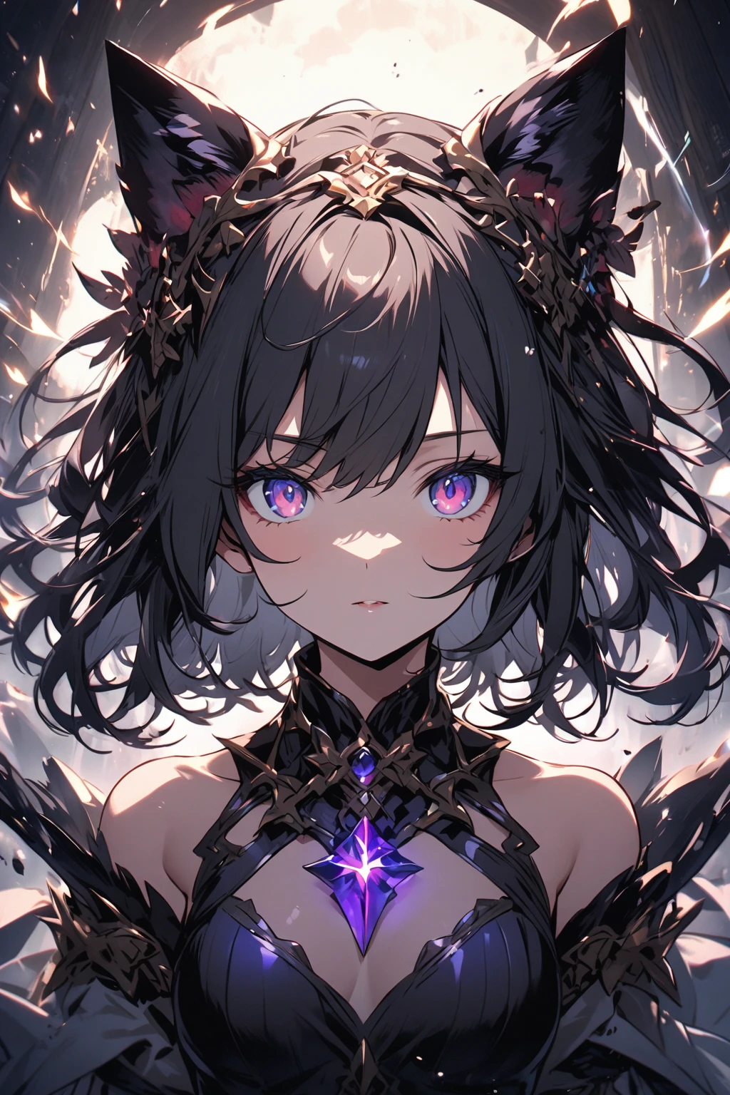 ((​masterpiece、top-quality:1.5、a high chroma:1.5、ultra-detailliert、high-resolution illustrations:1.5、Ultra-high-definition CG、8k size wallpaper、offcial art))、((s fractal art:1.5))、(highly colorful:1.5),(front view:1.8),(1girl),(Cute little girl s:1.5)(Shining red eyes:1.5),(Beautiful face:1.5,Beautiful eyes:1.5)、(close to viewer:1.5),
(clear face:1.3)、(sexy body),((Detailed dark fantasy armor dress:1.5)),((intricate detailes,detailed dress)), (Beautiful dress in every detail),(large breasts:1.5),(Shining red eyes:1.2),(upper body:1.5)、(metal shine:1.5),Dark Fantasy,云、colourfull