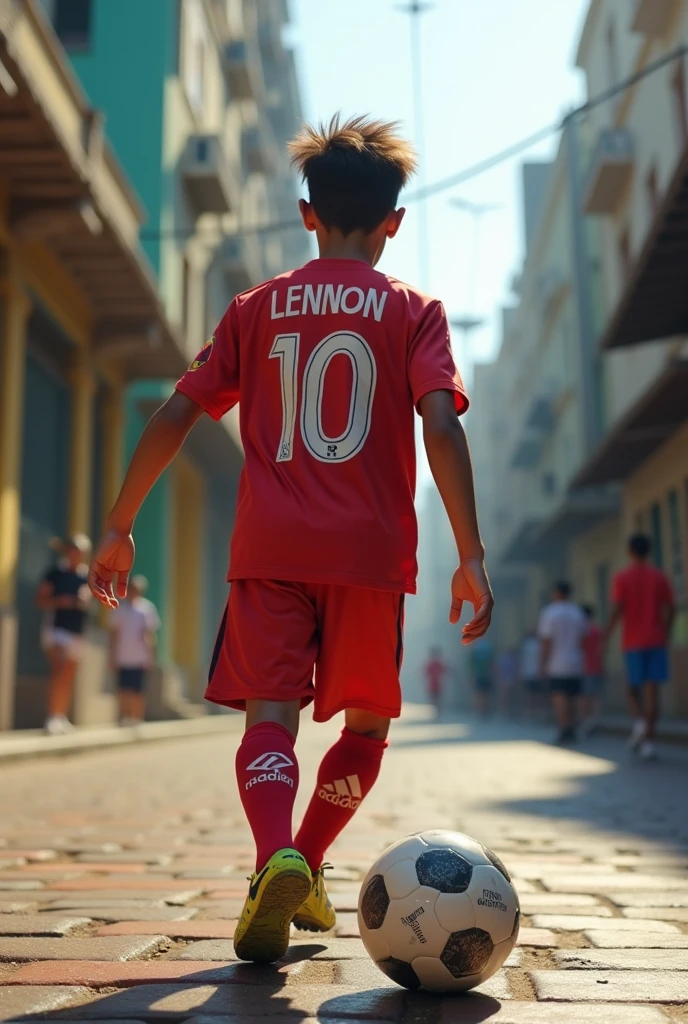 un  footballeur avec un mot feno sur son maillot
il entre dans la vestiaire 