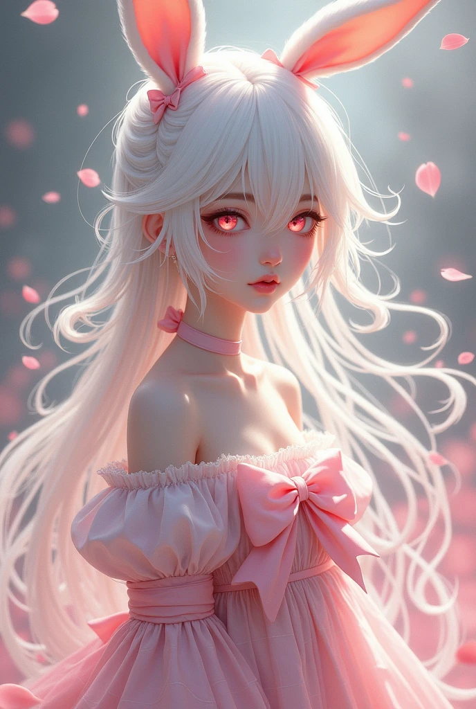 photorealistic,Realistic illustration in Modelshoot style,((masterpiece)),((The best quality)),((Ultra Quality)),((ultra detailed)),((1girl long white hair)),((Only)),((waifu:1.5)),Perfect anatomy,perfect hands,beautiful cuerpo,beautiful_method,ulzzang-6500-v1,e-chica,((Exceptionally Beauty Waifu Princess)), intricate details, realist, photorealist, Full Body Portrait, Instagram Photo of a woman wearing aretes, Mary R., inspired by Emma Andijewska, wrapped in crystals,(masterpiece:1.3), (Best Quality:1.3), (Ultra-detailed:1.2), ((kawaii)), Cute, (lovely), ((sexy)), ((Extremely detailed)), 4K, (8K), Best Quality, (Beautiful), Illustration, anime style, (bold line:1.2), Gradation,(best quality, ultra-detailed, photorealistic: 1.39), bright and vibrant colors, studio lighting, (Perfect eyes:1.2), (Perfect iris:1.2), romantic kawaii expression, cute delicate smile, kawaii makeup, 17-year-old e-girl, short red dress, platinum braided and curl white hair, cat ears, big breasts, fit, long wavy hair, mercenary, Mary R.,((bright-pink_eyes)),long wavy hair, ((white hair)),hair clips,eyeliner,cute makeup,lipstick,Glossy lipstick,with a look of terror, worry and sadness,((eyes detallados perfectos)),rainy with fog outside,evening,pink theme,bioluminiscencia,light particles,((Extremely CG Unity 8K Wallpaper)),((cinematic lighting,Best quality lights)),intricate details,Suave,sharp focus,Extremely beautiful and aesthetic,Octane rendering,Full length portrait,damp skin,((Perfect detailed body)),