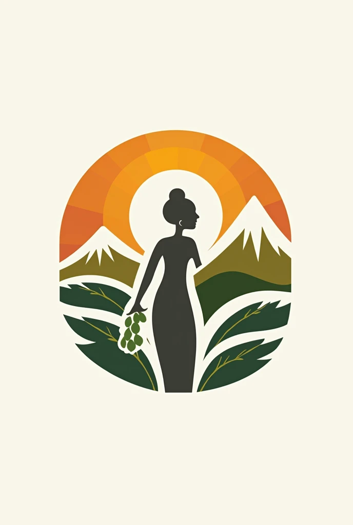 Create a logo for the women's association with the following characteristics:
silhouette of female torso, crafts and tourism. Feminine and the name in Spanish: "Association of Women of the Sierra Nevada of Santa Marta" colors: green, blue and brown