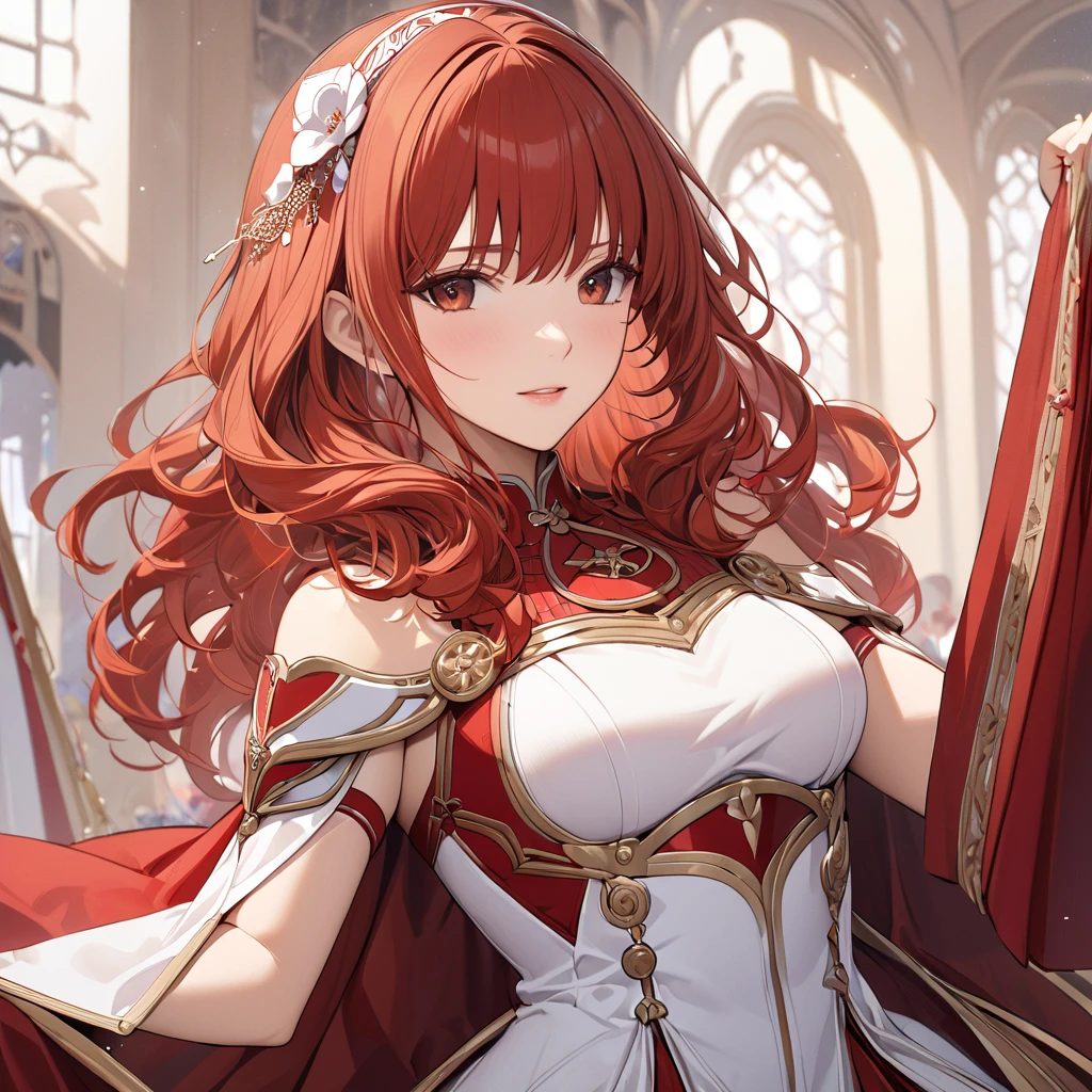 (( best quality)), ((masterpiece)), ( Details), （ perfect face）、The woman is a red-haired Celica