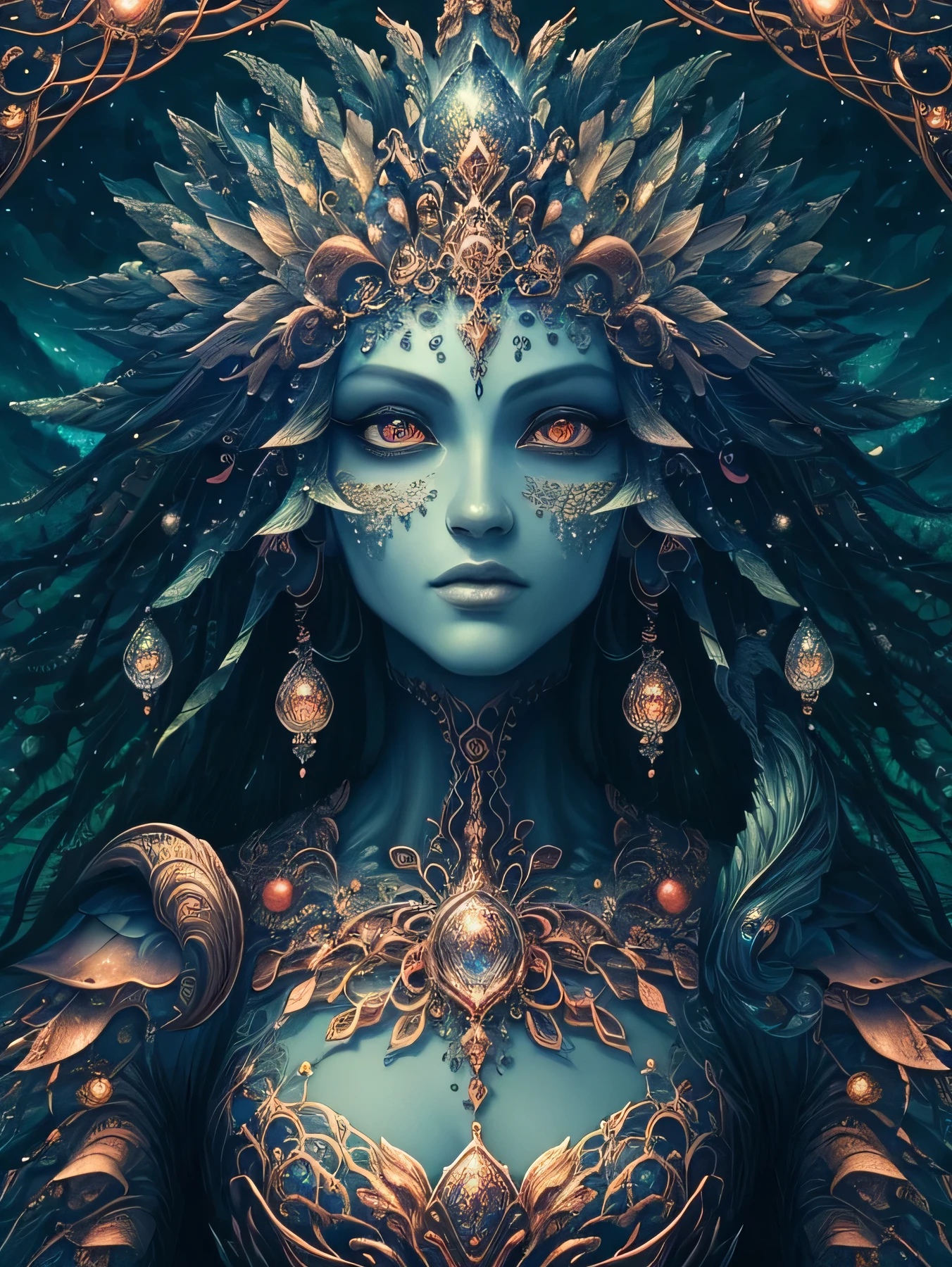 (masterpiece), best surreal masterpiece, top quality, best quality, official art, beautiful and aesthetic:1.2) , green skin godess and god ,ren ,extreme detailed,colorful,highest detailed, official art, unity 8k wallpaper, ultra detailed, beautiful and aesthetic, beautiful,fractal art, mystical and otherworldly, with intricate fur and piercing eyes, in the breathtaking mountain landscape of NCWinters.