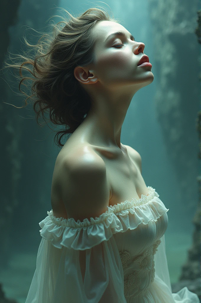 I am the naked body in long exposures of photography in motion blur of her, my delicate and beautiful parts are very focused, but my spectacular body, although blurry, attracts glances. There are three shots in one. , The message I want to convey is that dreams exist , The ewstrilo is very real , 48k cinematic photographic composition finished in Photoshop with more voluminous shadows. Use the rule of thirds, employ colors that evoke nostalgia and hope.
