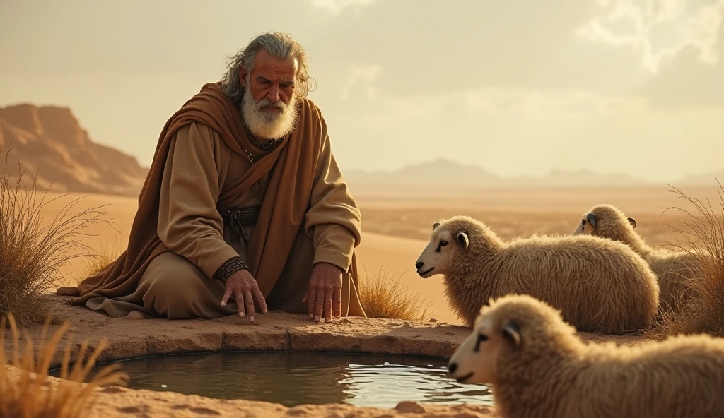old man, looking 50 years old, desolate, with deformity in his legs, focus on the deformed legs. Ancient setting, time before Christ.