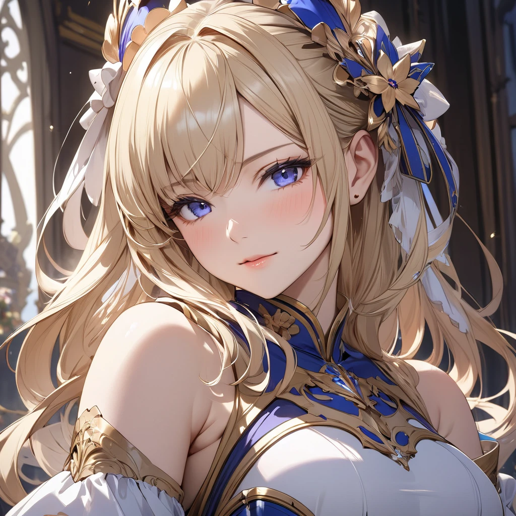 (( best quality)), ((masterpiece)), ( Details), （ perfect face）、Woman Is Gunblue Fantasy's Blonde Zeta