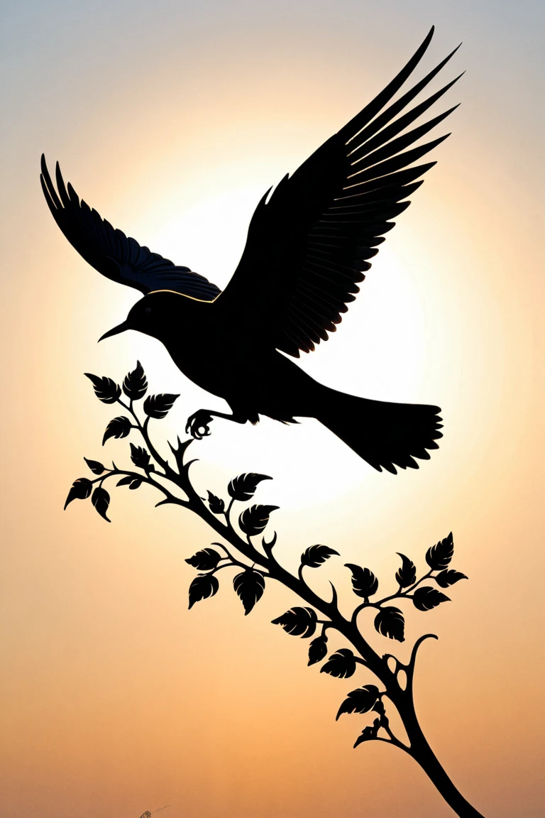 Flying Bird Silhouette, by Isaac Grunewald.
best quality, masterpiece, intricate details, ultra-detailed