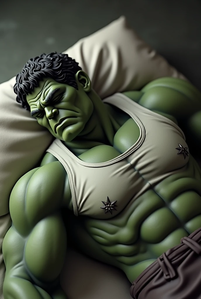 Hulk sleeping on bed of sunrise with mune