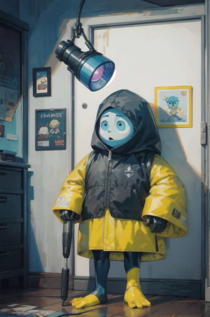 a close up of a person holding a flashlight in a dark room, concept art by Pixar, deviantart, conceptual art, little nightmares, six from little nightmares, still from animated horror movie, animated film, horror video game, horror game graphics, horror game, anton semenov, animation film, animated movie, anato finnstark. pixar, frame from pixar movie