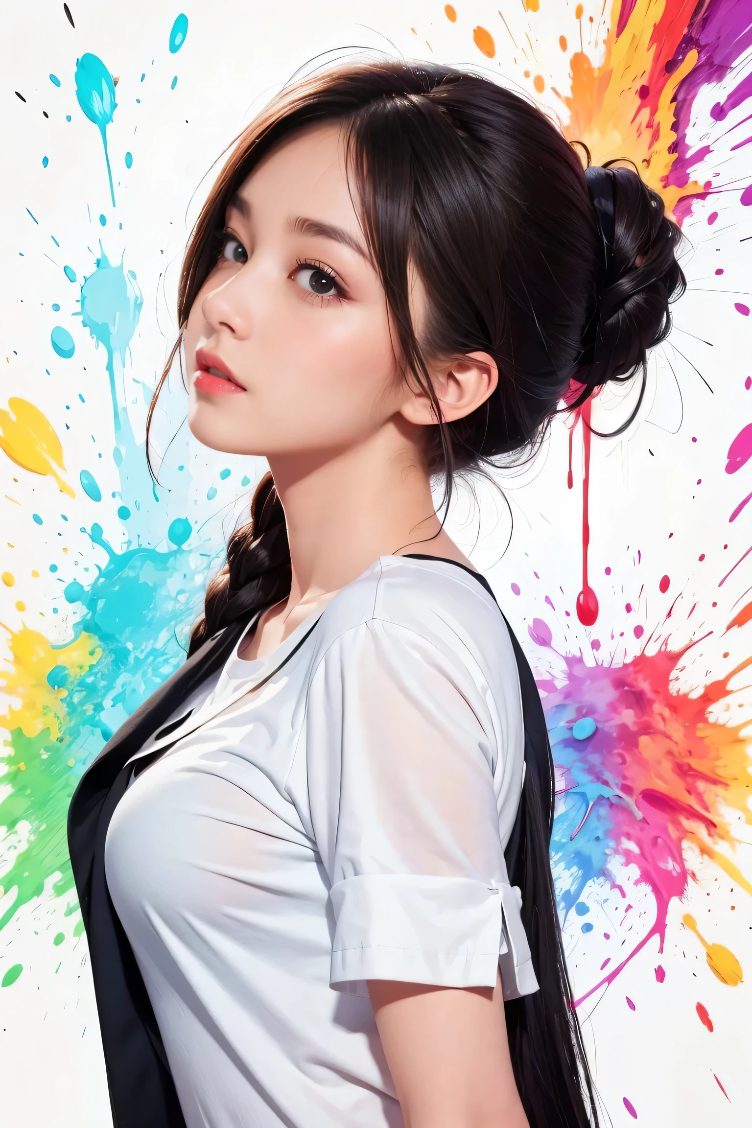  splash、 girl、art、 colorful 、nice、Artistic、Blend into the background