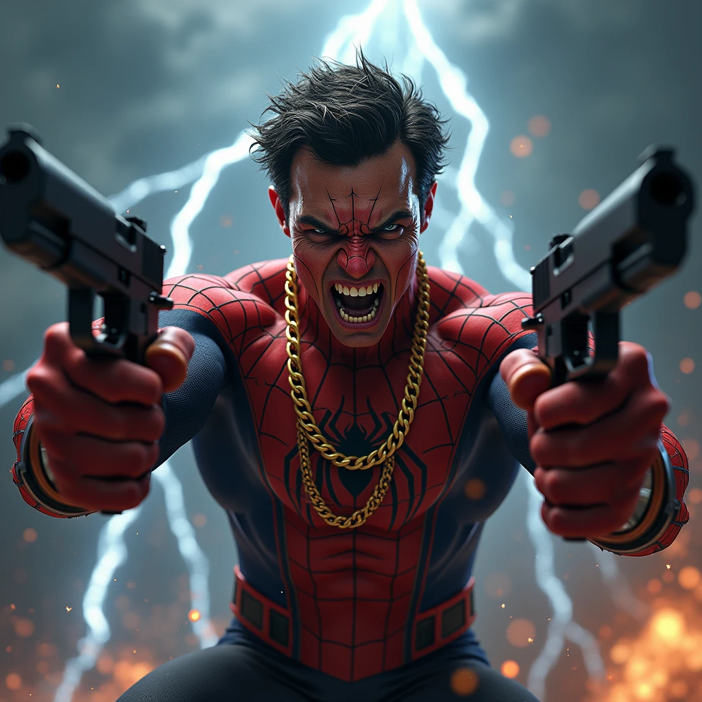 (1man), open mouth, angry face, points his fingers to his temples, superman outfit, render, unreal 5, 8k, ultra quality, (((masterpiece))), (reelmech:0.9), cyberpunk 2077,