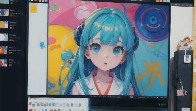 「 ⁉️」 style ,(Numata Zombi  )there is a drawing of a girl with a pencil on a wall, anime visual of a cute girl, cute art style, soft anime illustration, made with anime painter studio, anime styled 3d, anime style mixed with fujifilm, painted in anime painter studio, anime artstyle, anime illustration, realistic anime 3 d style, dreamy psychedelic anime『notorious』