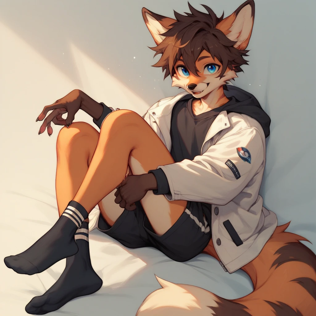 1girl, grey tabby cat, sitting on couch in comfy room at home, massive breasts and hips and butt, undersized hoodie and shorts, any eye color [heterochromia allowed], any angle, any pose