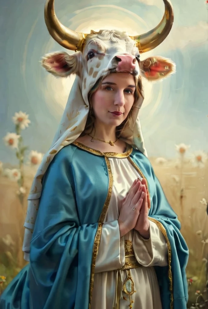 Virgin Mary, cow costume, 