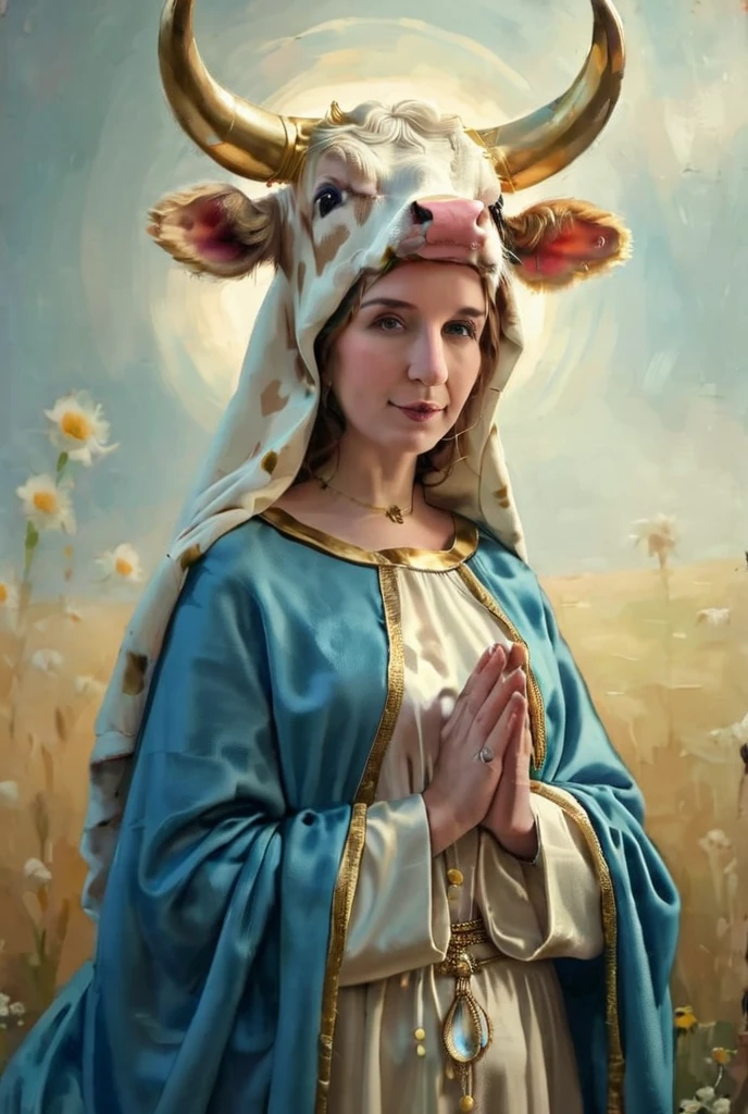 Virgin Mary, cow costume, 