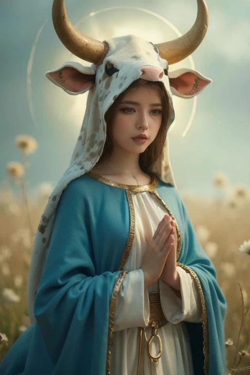 Virgin Mary, cow costume, 