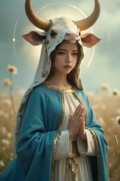 Virgin Mary, cow costume, 