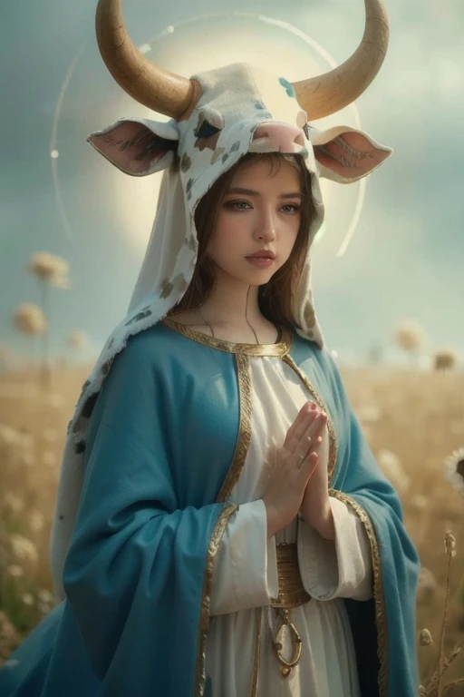 Virgin Mary, cow costume, 