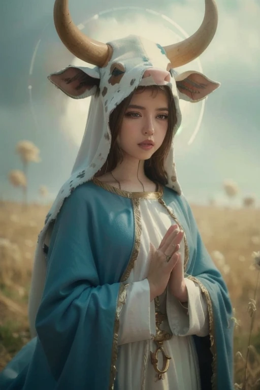 Virgin Mary, cow costume, 