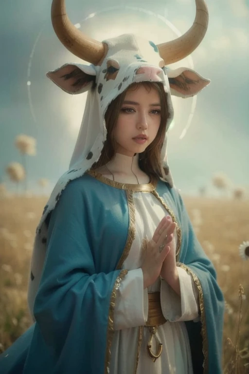 Virgin Mary, cow costume, 