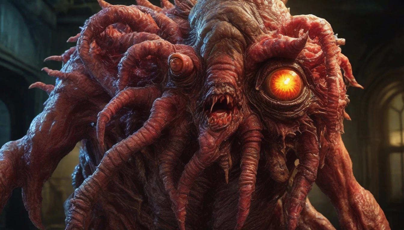 ((aerial shot)) ,highly detailed, U61yCre4ture, solo,
(intellect devourer)
