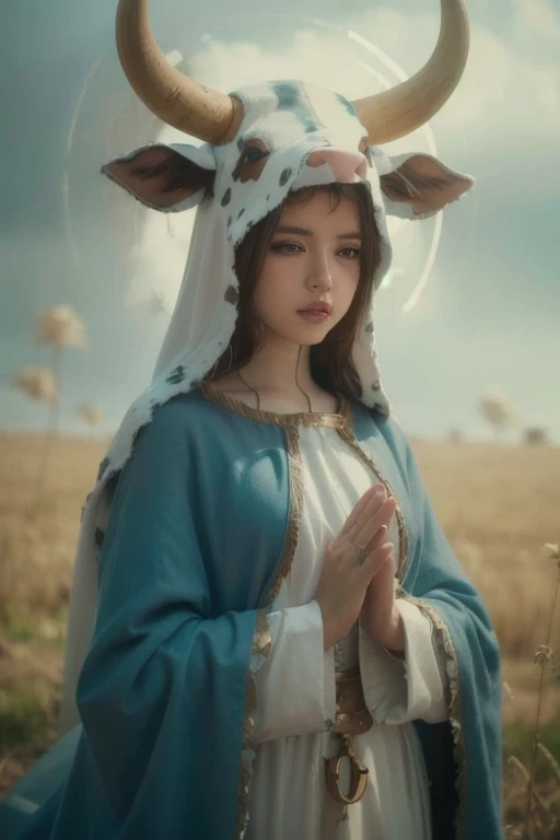 Virgin Mary, cow costume, 