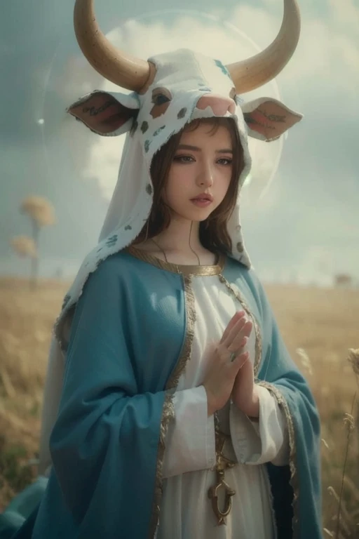 Virgin Mary, cow costume, 