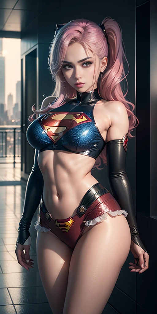 Arte Oficial, Unity 8k papel de parede, ultra detalhado, Beautiful and Aesthetic, Beautiful, master part, best quality, (MILF), (Zemaranhar, mandala, emaranhado, emaranhar), 1girl, (Supergirl), rabo de cavalo loiro, olhos azuis, pequeno, capa vermelha, saia vermelha, Botas vermelhas, tampo azul, seios grandes, Clavicle exposed, exposed neck, cintura exposta, Voando acima da paisagem urbana, gota de suor, Desviando o olhar, Cyberpunk, adicionar_detalhe, Supergirl, tempestade, epic scene,Detalhes complexos, hiper sexualizada, Hiper provocativo, , Sorriso, hiper lolita, mamilos eretos, Cameltoe completo, Hiperresolución, sardas cheias, thick, juicy lips, Olhos grandes, roupas mal reveladoras, mamilo exposto, expor pelos pubianos